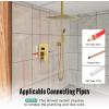 imageSR SUN RISE 16 Inch Ceiling Mounted Shower System Rain Mixer Shower Combo Set Rainfall Shower Head System Brushed Gold Shower Faucet Roughin Valve Body and Trim IncludedBrushed Gold