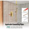 imageSR SUN RISE 16 Inch Ceiling Mounted Shower System Rain Mixer Shower Combo Set Rainfall Shower Head System Brushed Gold Shower Faucet Roughin Valve Body and Trim IncludedBrushed Gold
