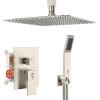 imageSR SUN RISE 16 Inch Ceiling Mounted Shower System Rain Mixer Shower Combo Set Rainfall Shower Head System Brushed Gold Shower Faucet Roughin Valve Body and Trim IncludedBrushed Nickel