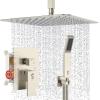 imageSR SUN RISE 16 Inch Ceiling Mounted Shower System Rain Mixer Shower Combo Set Rainfall Shower Head System Brushed Gold Shower Faucet Roughin Valve Body and Trim IncludedBrushed Nickel
