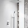 imageSR SUN RISE 16 Inch Ceiling Mounted Shower System Rain Mixer Shower Combo Set Rainfall Shower Head System Brushed Gold Shower Faucet Roughin Valve Body and Trim IncludedPolished Chrome