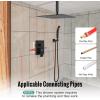 imageSR SUN RISE 16 Inch Ceiling Mounted Shower System Rain Mixer Shower Combo Set Rainfall Shower Head System Brushed Gold Shower Faucet Roughin Valve Body and Trim IncludedMatte Black