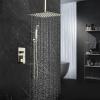imageSR SUN RISE 16 Inch Ceiling Mounted Shower System Rain Mixer Shower Combo Set Rainfall Shower Head System Brushed Gold Shower Faucet Roughin Valve Body and Trim IncludedBrushed Nickel