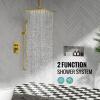 imageSR SUN RISE 16 Inch Ceiling Mounted Shower System Rain Mixer Shower Combo Set Rainfall Shower Head System Brushed Gold Shower Faucet Roughin Valve Body and Trim IncludedBrushed Gold