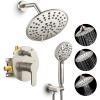 imageSR SUN RISE Shower Faucet  16 Inch Multifunctional High Pressure Shower Head System with Handheld Shower Head Fixtures  Valve Included  Brushed GoldBrushed Nickel