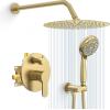 imageSR SUN RISE Shower Faucet  16 Inch Multifunctional High Pressure Shower Head System with Handheld Shower Head Fixtures  Valve Included  Brushed GoldBrushed Gold