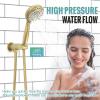 imageSR SUN RISE Shower Faucet  16 Inch Multifunctional High Pressure Shower Head System with Handheld Shower Head Fixtures  Valve Included  Brushed GoldBrushed Gold