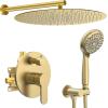 imageSR SUN RISE Shower Faucet  16 Inch Multifunctional High Pressure Shower Head System with Handheld Shower Head Fixtures  Valve Included  Brushed GoldBrushed Gold