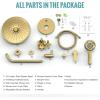 imageSR SUN RISE Shower Faucet  16 Inch Multifunctional High Pressure Shower Head System with Handheld Shower Head Fixtures  Valve Included  Brushed GoldBrushed Gold