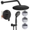 imageSR SUN RISE Shower Faucet  16 Inch Multifunctional High Pressure Shower Head System with Handheld Shower Head Fixtures  Valve Included  Brushed GoldMatte Black