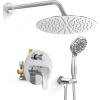 imageSR SUN RISE Shower Faucet  16 Inch Multifunctional High Pressure Shower Head System with Handheld Shower Head Fixtures  Valve Included  Brushed GoldPolished Chrome