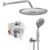 imageSR SUN RISE Shower Faucet  16 Inch Multifunctional High Pressure Shower Head System with Handheld Shower Head Fixtures  Valve Included  Brushed GoldPolished Chrome