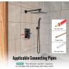 imageSR SUN RISE Shower Faucets Sets Complete Brushed Gold Square Rain Shower Head with Handheld Spray All Metal Shower Faucet Trim Repair Kits Contain Shower ValveMatte Black