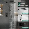 imageSR SUN RISE Shower Faucets Sets Complete Brushed Gold Square Rain Shower Head with Handheld Spray All Metal Shower Faucet Trim Repair Kits Contain Shower ValveMatte Black