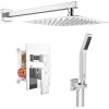 imageSR SUN RISE Shower Faucets Sets Complete Brushed Gold Square Rain Shower Head with Handheld Spray All Metal Shower Faucet Trim Repair Kits Contain Shower ValvePolished Chrome