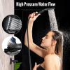 imageSR SUN RISE Shower Faucets Sets Complete Brushed Gold Square Rain Shower Head with Handheld Spray All Metal Shower Faucet Trim Repair Kits Contain Shower ValveMatte Black