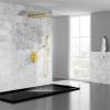 imageSR SUN RISE Shower Faucets Sets Complete Brushed Gold Square Rain Shower Head with Handheld Spray All Metal Shower Faucet Trim Repair Kits Contain Shower ValveBrushed Gold