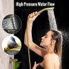 imageSR SUN RISE Shower Faucets Sets Complete Brushed Gold Square Rain Shower Head with Handheld Spray All Metal Shower Faucet Trim Repair Kits Contain Shower ValveBrushed Gold