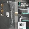 imageSR SUN RISE Shower Faucets Sets Complete Brushed Gold Square Rain Shower Head with Handheld Spray All Metal Shower Faucet Trim Repair Kits Contain Shower ValvePolished Chrome