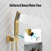 imageSR SUN RISE Shower Faucets Sets Complete Brushed Gold Square Rain Shower Head with Handheld Spray All Metal Shower Faucet Trim Repair Kits Contain Shower ValveBrushed Gold