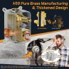 imageSR SUN RISE Shower Faucets Sets Complete Brushed Gold Square Rain Shower Head with Handheld Spray All Metal Shower Faucet Trim Repair Kits Contain Shower ValveBrushed Gold