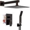 imageSR SUN RISE Shower Faucets Sets Complete Brushed Gold Square Rain Shower Head with Handheld Spray All Metal Shower Faucet Trim Repair Kits Contain Shower ValveOil Rubbed Bronze