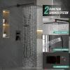 imageSR SUN RISE Shower Faucets Sets Complete Brushed Gold Square Rain Shower Head with Handheld Spray All Metal Shower Faucet Trim Repair Kits Contain Shower ValveOil Rubbed Bronze