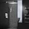 imageSR SUN RISE Shower Faucets Sets Complete Brushed Gold Square Rain Shower Head with Handheld Spray All Metal Shower Faucet Trim Repair Kits Contain Shower ValvePolished Chrome