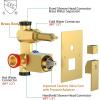 imageSR SUN RISE Shower Faucets Sets Complete Brushed Gold Square Rain Shower Head with Handheld Spray All Metal Shower Faucet Trim Repair Kits Contain Shower ValveBrushed Gold