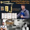 imageSR SUN RISE Shower Faucets Sets Complete Brushed Gold Square Rain Shower Head with Handheld Spray All Metal Shower Faucet Trim Repair Kits Contain Shower ValveBrushed Gold