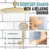 imageSR SUN RISE Shower System 12 inch Multifunction Shower Faucet Set 6 Setting High Pressure Handheld Rain Shower Head Kits Valve Included  Push Button DiverterStainless SteelBrushed GoldBrushed Gold
