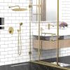 imageSR SUN RISE Shower System 12 inch Multifunction Shower Faucet Set 6 Setting High Pressure Handheld Rain Shower Head Kits Valve Included  Push Button DiverterStainless SteelBrushed GoldBrushed Gold