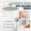 imageSR SUN RISE Shower System 12 inch Multifunction Shower Faucet Set 6 Setting High Pressure Handheld Rain Shower Head Kits Valve Included  Push Button DiverterStainless SteelBrushed GoldBrushed Nickel