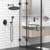 imageSR SUN RISE Shower System 12 inch Multifunction Shower Faucet Set 6 Setting High Pressure Handheld Rain Shower Head Kits Valve Included  Push Button DiverterStainless SteelBrushed GoldMatte Black