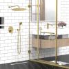 imageSR SUN RISE Shower System 12 inch Multifunction Shower Faucet Set 6 Setting High Pressure Handheld Rain Shower Head Kits Valve Included  Push Button DiverterStainless SteelBrushed GoldBrushed Gold