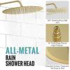 imageSR SUN RISE Shower System 12 inch Multifunction Shower Faucet Set 6 Setting High Pressure Handheld Rain Shower Head Kits Valve Included  Push Button DiverterStainless SteelBrushed GoldBrushed Gold