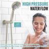 imageSR SUN RISE Shower System 12 inch Multifunction Shower Faucet Set 6 Setting High Pressure Handheld Rain Shower Head Kits Valve Included  Push Button DiverterStainless SteelBrushed GoldBrushed Nickel