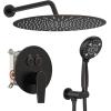 imageSR SUN RISE Shower System 12 inch Multifunction Shower Faucet Set 6 Setting High Pressure Handheld Rain Shower Head Kits Valve Included  Push Button DiverterStainless SteelBrushed GoldOil Rubbed Bronze