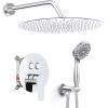 imageSR SUN RISE Shower System 12 inch Multifunction Shower Faucet Set 6 Setting High Pressure Handheld Rain Shower Head Kits Valve Included  Push Button DiverterStainless SteelBrushed GoldPolished Chrome
