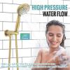 imageSR SUN RISE Shower System 12 inch Multifunction Shower Faucet Set 6 Setting High Pressure Handheld Rain Shower Head Kits Valve Included  Push Button DiverterStainless SteelBrushed GoldBrushed Gold