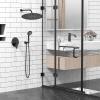 imageSR SUN RISE Shower System 12 inch Multifunction Shower Faucet Set 6 Setting High Pressure Handheld Rain Shower Head Kits Valve Included  Push Button DiverterStainless SteelBrushed GoldMatte Black
