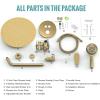 imageSR SUN RISE Shower System 12 inch Multifunction Shower Faucet Set 6 Setting High Pressure Handheld Rain Shower Head Kits Valve Included  Push Button DiverterStainless SteelBrushed GoldBrushed Gold
