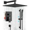 imageSR SUN RISE 12 Inch Oil Rubbed Bronze Shower Faucet Set WallMount Adjustable 16Inch Slide Bar with Square Hand Shower System Included Valve and Trim KitMatte Black