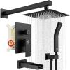 imageSR SUN RISE 12 Inches All Metal Bathtub Faucet Set Shower System with Tub Spout Rainfall Shower Head and Handheld Combo Modern Shower Fixtures Include Valve and Trim Kit Polished ChromeMatte Black