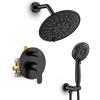 imageSR SUN RISE Shower Faucet  16 Inch Multifunctional High Pressure Shower Head System with Handheld Shower Head Fixtures  Valve Included  Brushed GoldMatte Black
