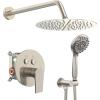 imageSR SUN RISE Shower System 12 inch Multifunction Shower Faucet Set 6 Setting High Pressure Handheld Rain Shower Head Kits Valve Included  Push Button DiverterStainless SteelBrushed GoldBrushed Nickel
