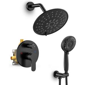 imageSR SUN RISE Shower Faucet  16 Inch Multifunctional High Pressure Shower Head System with Handheld Shower Head Fixtures  Valve Included  Brushed GoldMatte Black