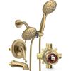 imageSR SUN RISE 35Spray Shower Faucet 3Way Combo Shower Head and Hand Held Shower Separately or Together SingleHandle Tub and Shower Trim Kit Brushed Gold Valve IncludeBrushed Gold