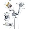 imageSR SUN RISE Shower System with Tub Spout Rain Shower Tub Set High Pressure 35Function Dual 2in1 Shower Combo Faucet with Valve Patented 3Way Water Diverter in Polished ChromeValve IncludedPolished Chrome