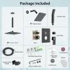 image:imageShower Faucet Set Shower System  SR SUN RISE Brushed Nickel Shower Trim Kit with Dual Shower Head 12 Ceiling Rainfall 6 Wall Mount with Handheld Shower for Couples Complete 6 Diverter ValveMatte Black